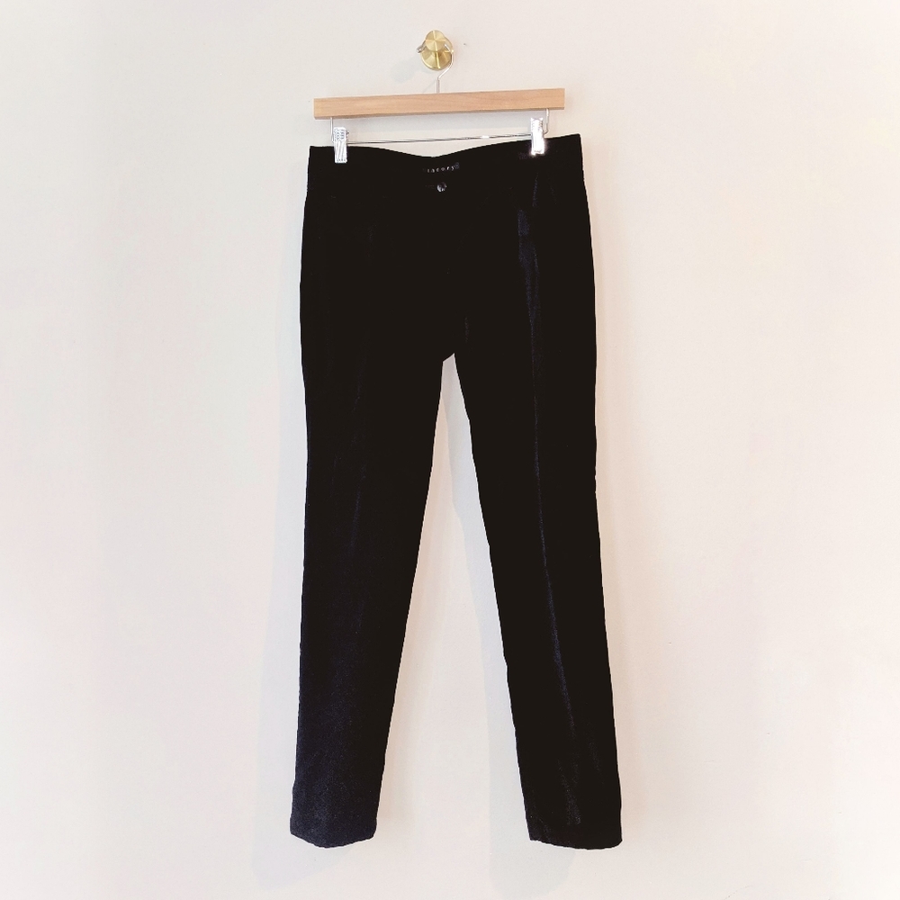 Theory Black Velvet Straight Leg Pants SZ 6